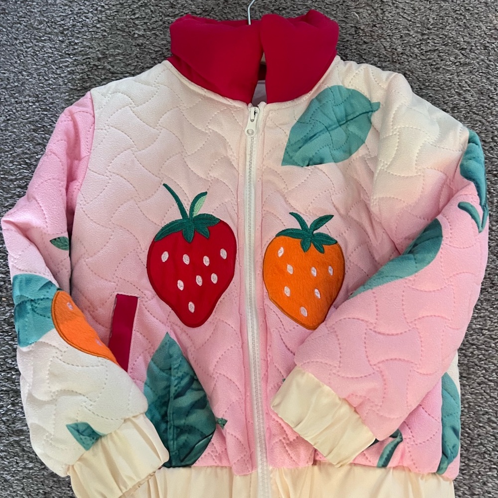 Colorful Quilted Jacket with Fruit Design - NEW